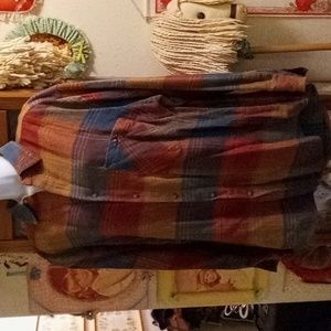 Vintage 80's,Big & Roomy, Multicolored Plaid,Warm, Flannel Shirt/X-Long Tails
